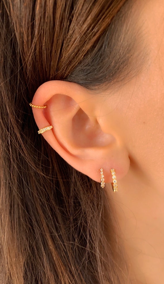 CZ Ear Cuff dainty Ear Cuff gold CZ Ear Cuff silver tiny Etsy