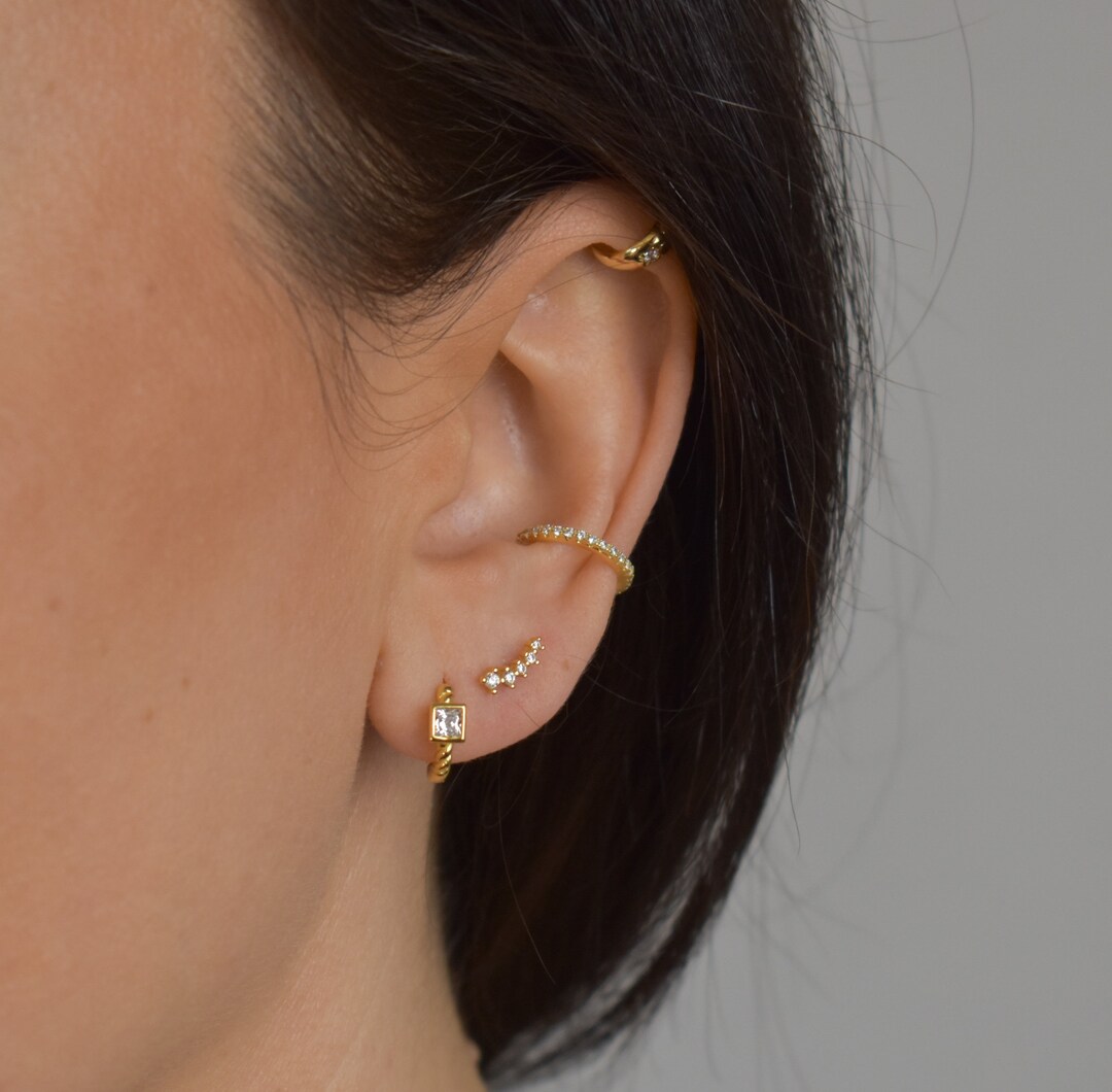 Kleine Ohrstecker Für Zweites Ohrloch Gold Winzige CZ Ohrstecker kleine Ohrstecker Gold CZ Ohrstecker Sterling