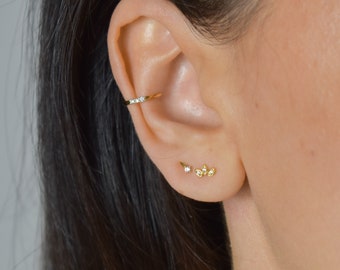 Tiny ear studs gold * Small ear studs * Gold CZ ear studs * delicate studs * minimalist * jewelry gold * earring gold * cz earrings silver