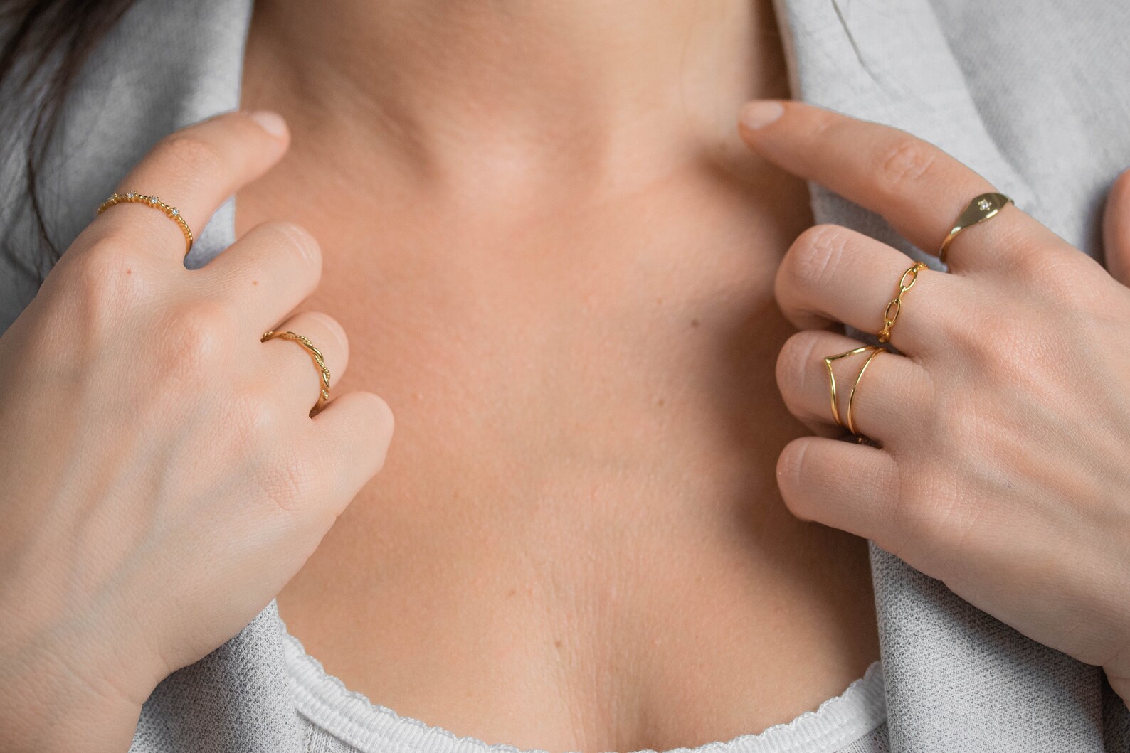 Gold chain ring 18k gold chain ring Sterling silver ring Etsy