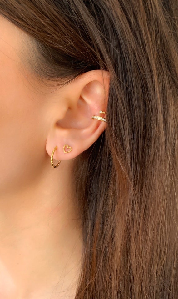 Heart ear studs gold tiny ear studs small ear studs tiny Etsy