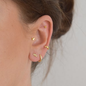 Orecchini a farfalla * Orecchini a elica * Orecchini a conchiglia d'oro * Argento sterling 925 * Minimalista * Gioielli in oro * Oro per piercing al trago