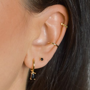 Tiny ear stud gold * Black zirconia ear stud * Delicate ear stud Black CZ * Gold CZ ear stud * Jewellery gold * tiny stud silver * dainty