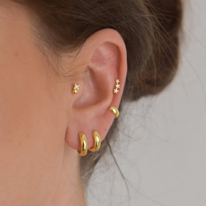 Kleines CZ Piercing * Helix Piercing * Gold  Conch CZ Piercing * Sterling Silber 925 * minimalistisch * Schmuck Gold * Tragus Piercing gold