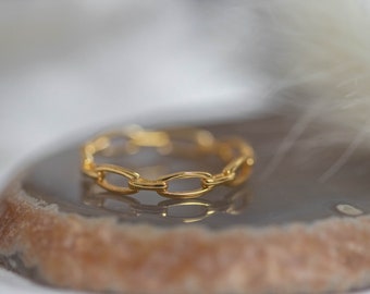 Anillo delicado * Anillo de cadena * Anillo minimalista * Anillo de apilamiento de oro * Anillo fino * Joyería de oro * Anillo de apilamiento de oro * Anillo de enlace de plata
