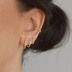 Dainty hoop CZ * delicate CZ hoop gold* Tiny Earrings * Sterling Silver * Gold Earring * Silver Earring * Huggie Hoop * delicate hoop