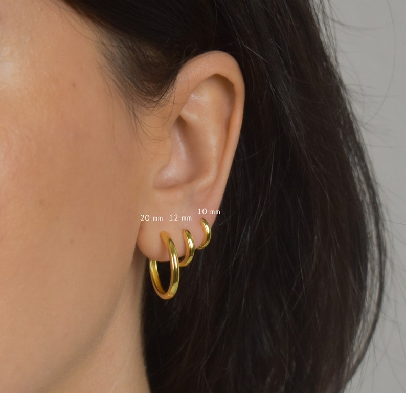 delicate hoop gold small hoop earrings silver fine earring gold earrings Gold hoop sterling silver minimalist dainty earring gold image 5