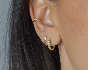 Ear Cuff CZ * dainty Ear Cuff gold * CZ Ear Cuff * tiny cuff * minimalist * non-pierced Ear Cuff * Huggie CZ Ear Cuff silver *gold jewelry