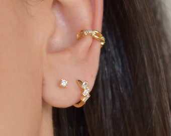 Tiny ear stud gold * Black zirconia ear stud * Delicate ear stud Black CZ * Gold CZ ear stud * Jewellery gold * tiny stud silver * dainty