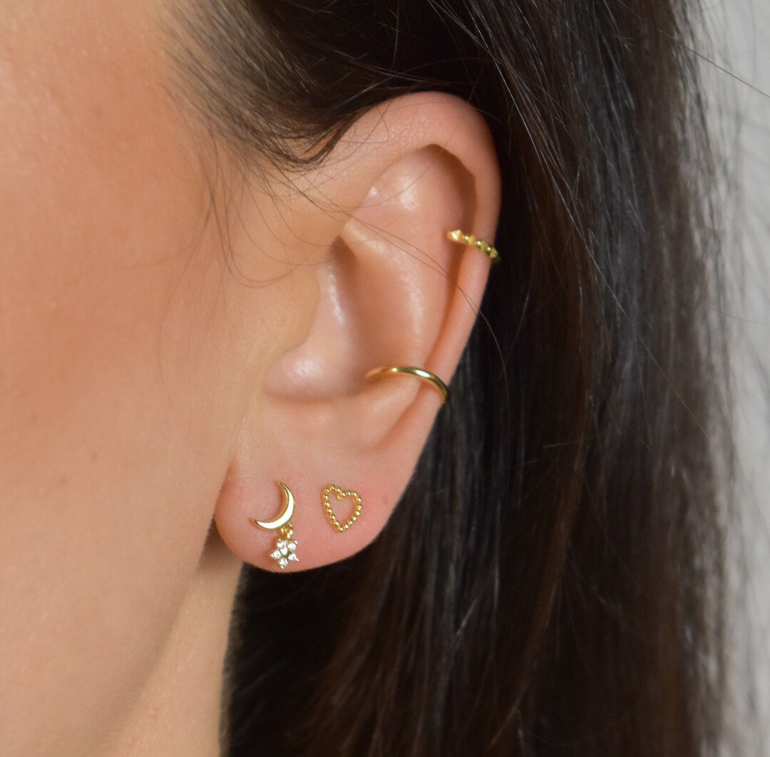 Heart Ear Studs Gold Tiny Ear Studs Small Ear Studs Tiny Gold Studs