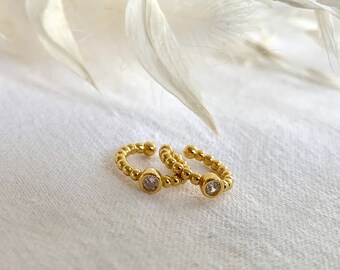 Ball CZ Ear Cuff Gold * Delicada pinza para la oreja Gold * Sterling Silver Zirconia Ear Cuff * Minimalist Ear Cuff Silver * Joyería Gold