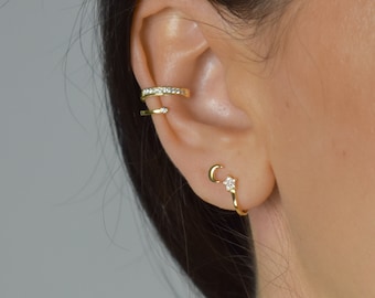 Ear Cuff * dainty Ear Cuff gold * CZ Ear Cuff silver * tiny cuff * minimalist *non-pierced Ear Cuff *Huggie CZ Ear Cuff silver *gold jewelry