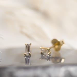 Delicate CZ ear studs gold * baguette cz studs * Gold ear studs * silver earrings * dainty cz studs * gold jewelry * dainty stud earring