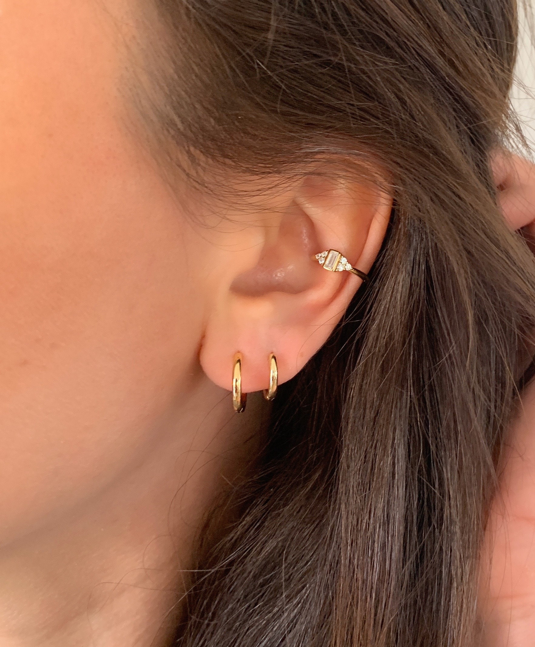 Ear Cuff CZ gold Ear Cuff Baguette Zirconia silver CZ Ear Etsy
