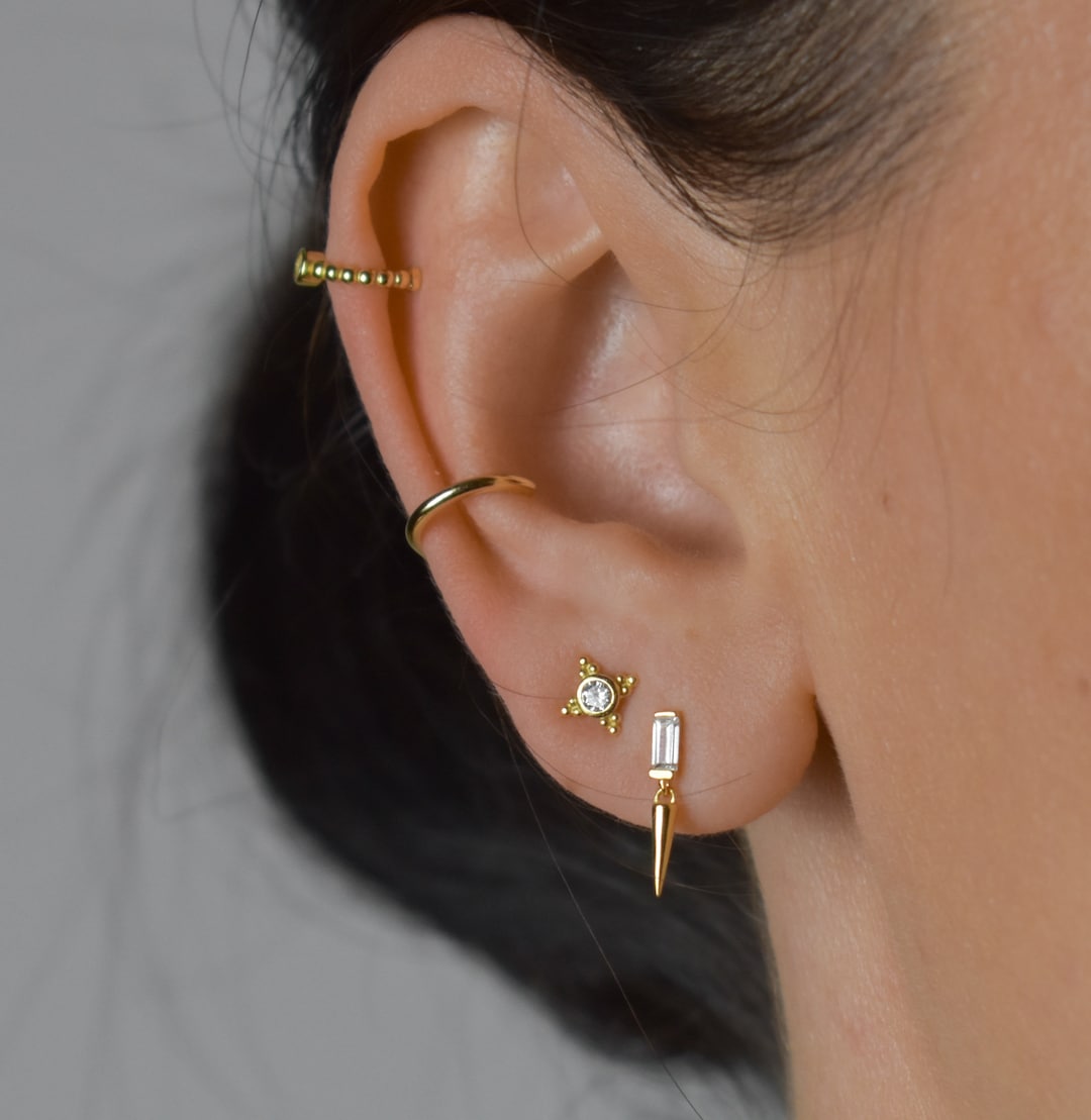 Kleine Ohrstecker Für Zweites Ohrloch Gold Kleine CZ Ohrstecker winzige Ohrstecker Gold CZ Ohrstecker
