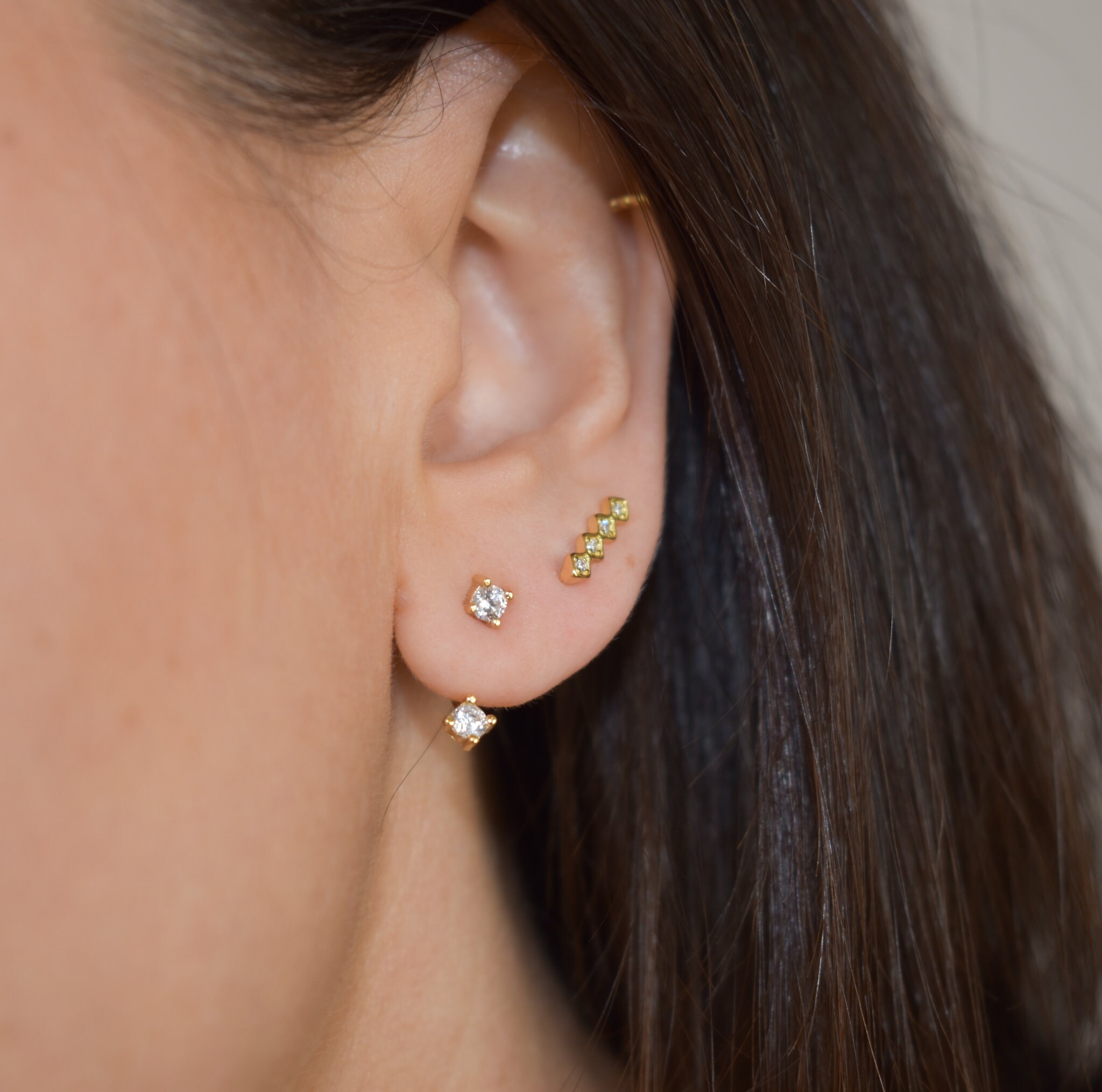 Front Back Earring * Delicate Earrings Silver * Tiny Ear Jacket