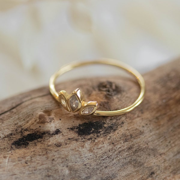 Delicate ring * gold ring with zirconia * minimalist ring * stacking ring gold * thin ring zirconia * gold jewelry * modern stacking rings
