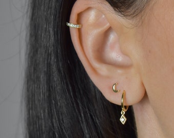 moon gold stud earring * dainty moon stud * tiny earring * small stud gold * delicate moon * sterling silver 925 * 18K gold moon earrings