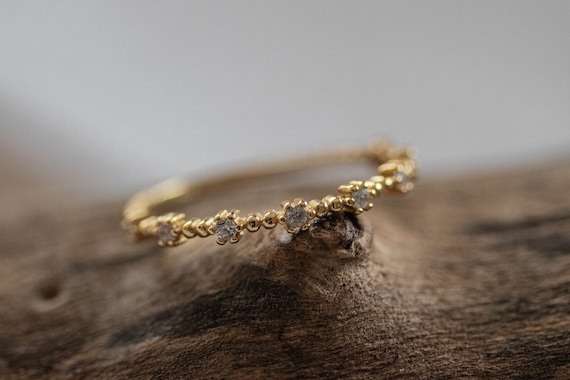 Zierlicher Ring * Goldring mit Zirkonia * feiner Ring Silber * Stapelring gold * dünner Ring Zirkonia * Gold Schmuck *moderner Stapelring