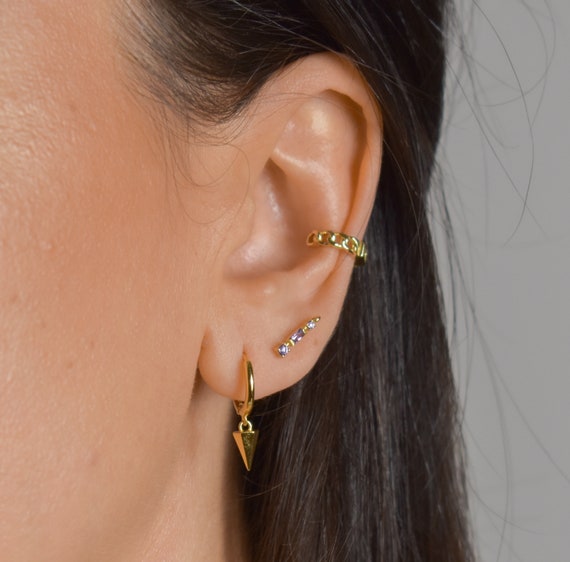 Chanel Gold Crystal Boucles D'Oeilles Small Hoop Earrings
