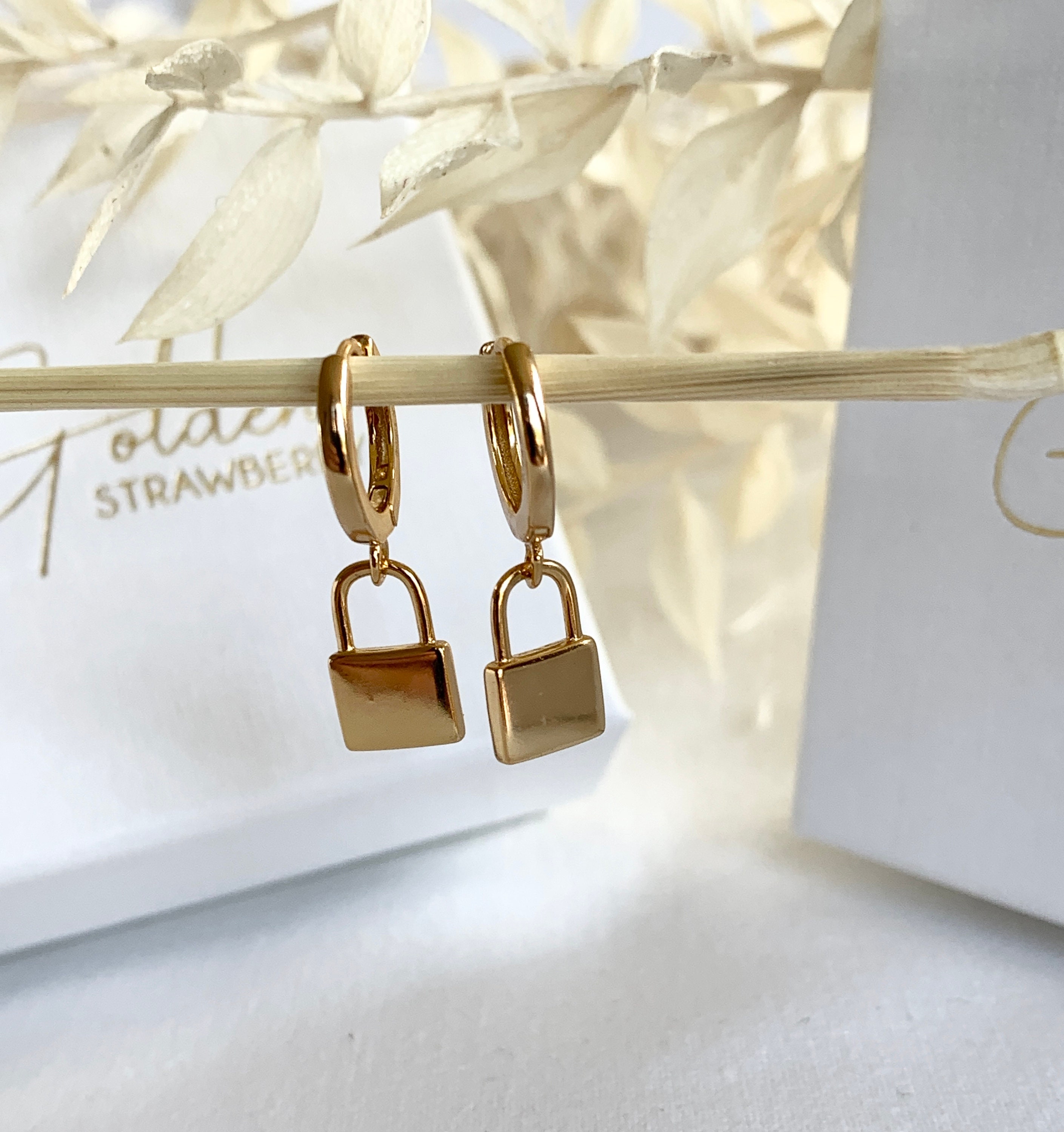 Earrings With Lock Pendant Lock Shaped Dangling Pendant Etsy UK