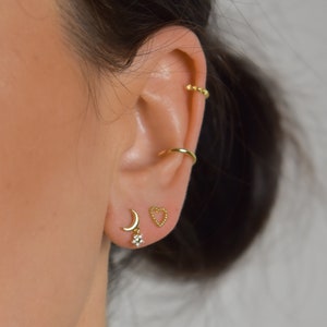 moon - star stud earrings gold * moon stud earring silver * star stud gold * gold CZ stud earrings * sterling silver 925 * tiny studs silver