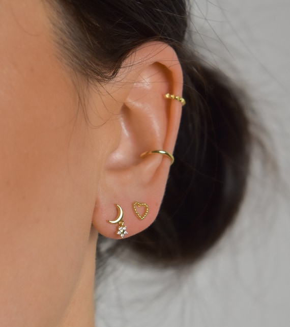1 Paio di Eleganti Orecchini a Perno in Argento 925 Placcato Oro