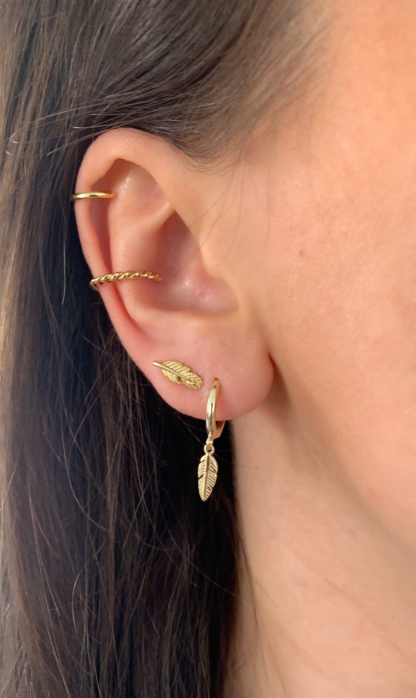 Feather Gold Gold Ear Dainty Ear Studs Ear - Delicate Studs Tiny Feather Feather Etsy Gold Jewelry Feather Ear Minimalist Studs Studs