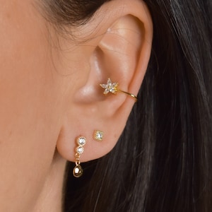 Flower ear cuff * Cz ear cuff gold * Huggie cuff * delicate gold ear cuff * silver ear cuff * dainty ear cuff silver * Sterling Silver 925