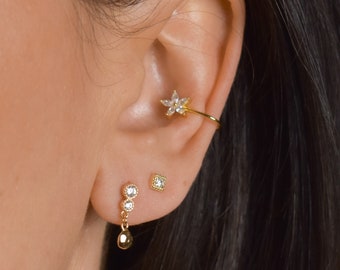 Flower ear cuff * Cz ear cuff gold * Huggie cuff * delicate gold ear cuff * silver ear cuff * dainty ear cuff silver * Sterling Silver 925