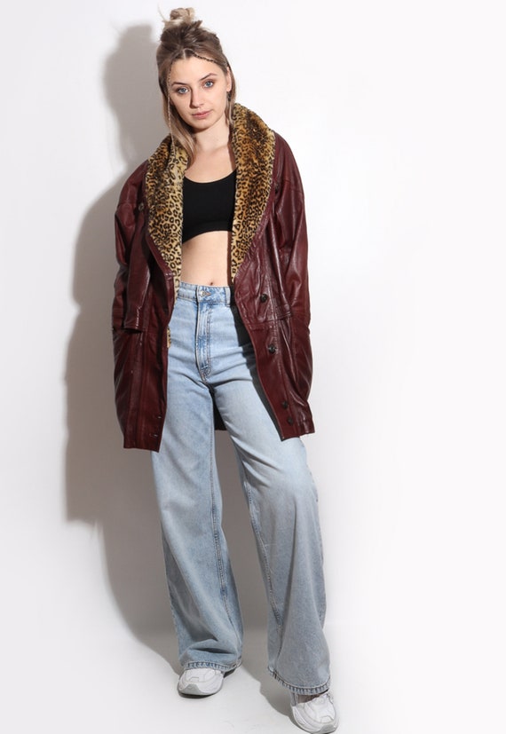 Vintage 90's shearling LEOPARD PRINT sherpa coat j