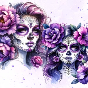 La Catrina Purple 22 Images PNG Le Jour des Morts Clipart Fond Transparent Usage Commercial