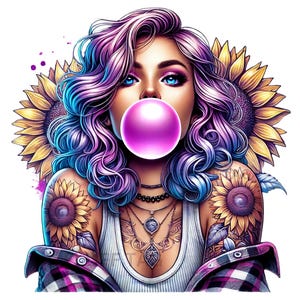 Bubblegum Girls 5 PNG Bilder Tattoo Frauen Clipart