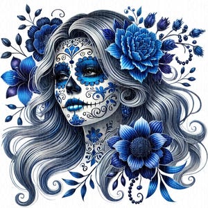 La Catrina Royal Blue 11 png-afbeeldingen transparante achtergrond clipart