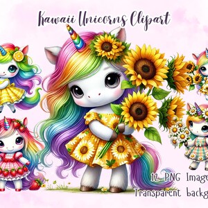 Kawaii Einhörner 12 PNG Bilder Transparenter Hintergrund Clipart
