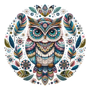 Uil-mandala Boho 8 png-afbeeldingen transparante achtergrond Clipart