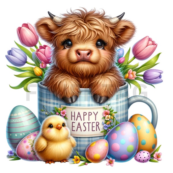 7 PNG Clipart Images Easter Highland Cows