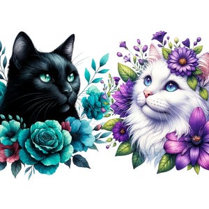 Fleurs de chats, 30 images PNG, clipart transparent, utilisation commerciale
