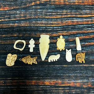 Real Drilled Water Buffalo Bone Beads Pendant Animal art craft supply beading Jewelry collection witch craft voodoo renaissance fair unique