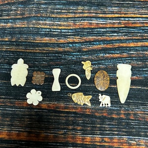 Real Drilled Water Buffalo Bone Beads Pendant Animal art craft supply beading Jewelry collection witch craft voodoo renaissance fair unique