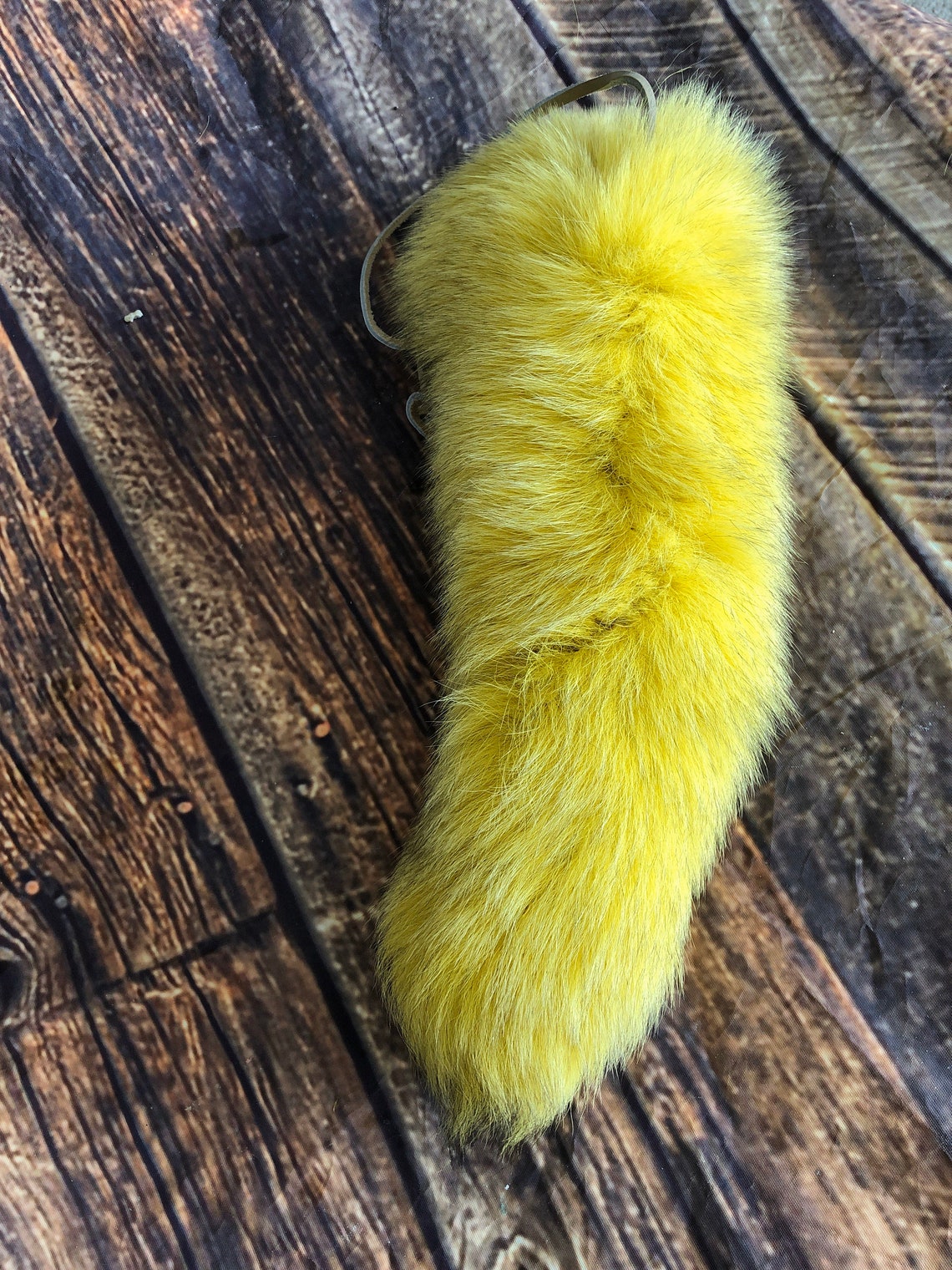 Real Colored Fox Fur tail yellow Unique Christmas gift | Etsy