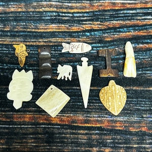 Real Drilled Water Buffalo Bone Beads Pendant Animal art craft supply beading Jewelry collection witch craft voodoo renaissance fair unique