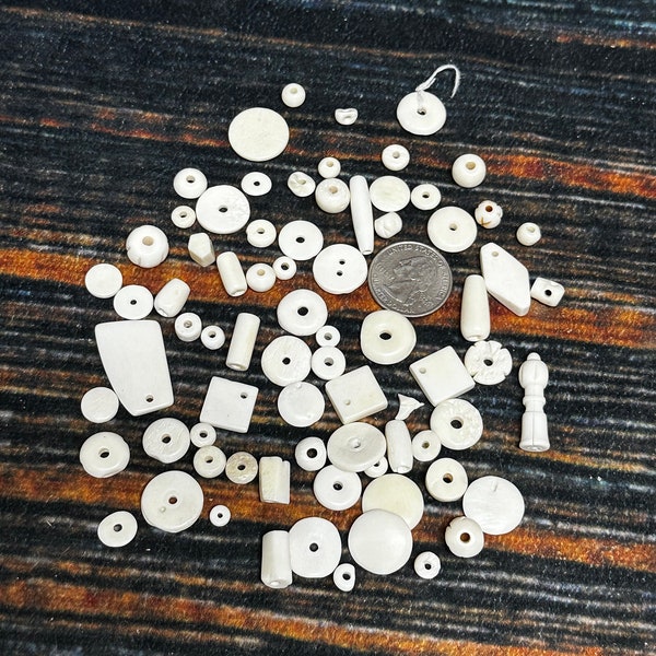 Real Drilled Water Buffalo Bone Beads button Pendant Animal art craft supply beading Jewelry collection witch craft voodoo renaissance fair