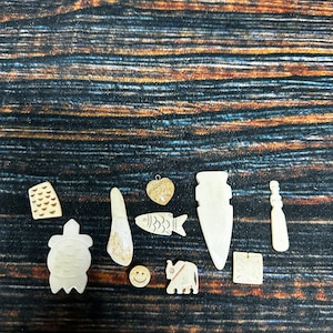 Real Drilled Water Buffalo Bone Beads Pendant Animal art craft supply beading Jewelry collection witch craft voodoo renaissance fair unique