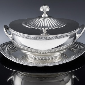 Superb Quality c1890 Victorian American Quadruple Silver Plate Soup Tureen With Original Under Tray Platter