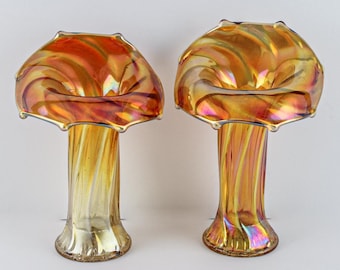 Your Choice ~ 2 Hard to Find Antique Marigold Iridescent Luster Jack in the Pulpit Glass Vases ~ Buy 1 or the Pair - Great & Unique Gifts