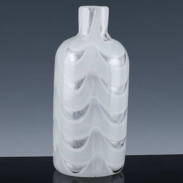 Very Fine White Nailsea Pulled Thread Opalescent Perfume Bottle | Rich Eye Catching Designs | Victorian Example | Great Gift Idea