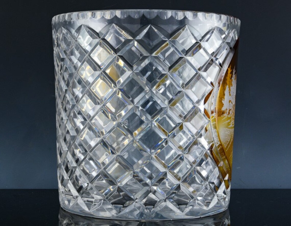 Very Large Vintage Polish Cut Crystal Glass Golfing Figural Etsy