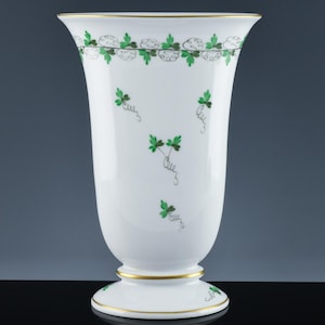 FREE SHIPPING | Rare Large Vintage Herend Hungarian Persil Parsley & Vine Flower Vase | Larger Example | More Herend Listed!