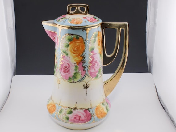 C1930 Art Deco Nippon Japan Hand Painted Enamel Flowers C1930 Art Deco Nippon Japan Hand Painted Enamel Flowers